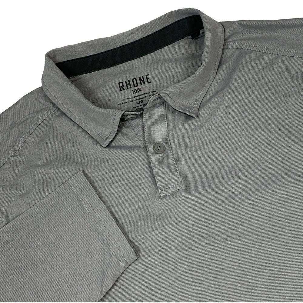 Rhone Commuter Polo Mens L Gray Long Sleeve Performance Golf Italian Fabric